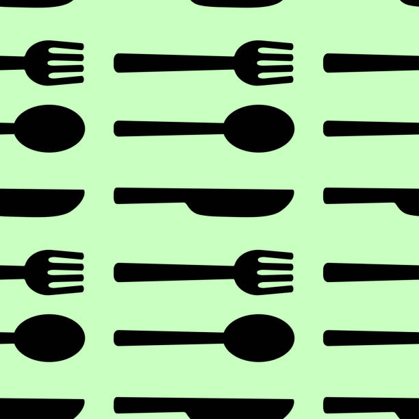 istock Seamless pattern of cutlery, fork, spoon, knife. Vector seamless background, used for menus, web pages, design, wallpapers. Stock illustration 2175824550
