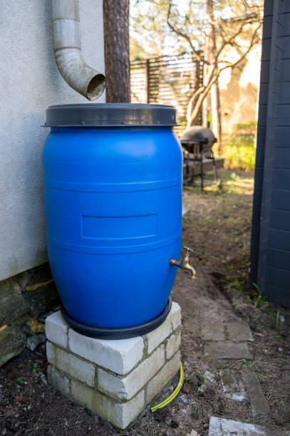 istock Plastic barrel to collect rainwater 2175824847