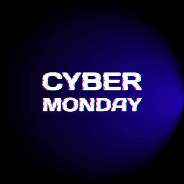istock Cyber Monday banner. Hanging sale signboards on pink blue bright. Modern design with neon elements. Glitch effect on blue gradient background vector illustration EPS 10 2175825301