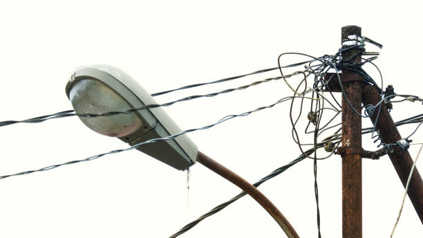 istock street lighting lamps and cables on a sky background 2175830062