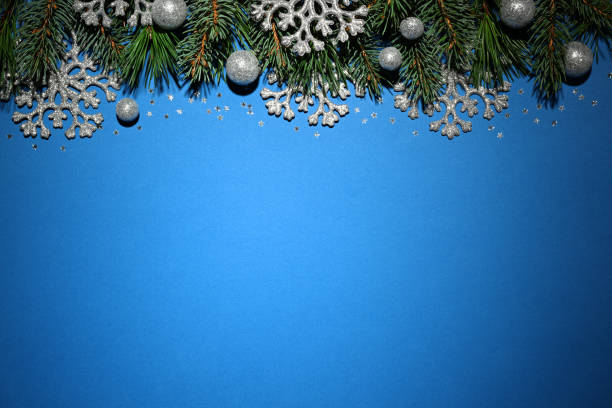 istock Fir branches with Christmas silver decoration 2175831923