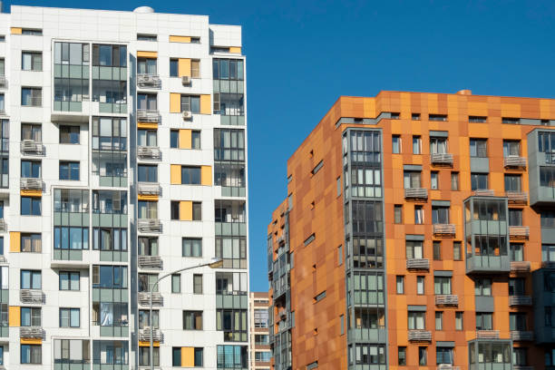 istock Modern European apartment blocks against a blue sky. 2175834049
