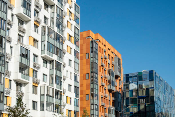 istock Modern European apartment blocks against a blue sky. 2175834052
