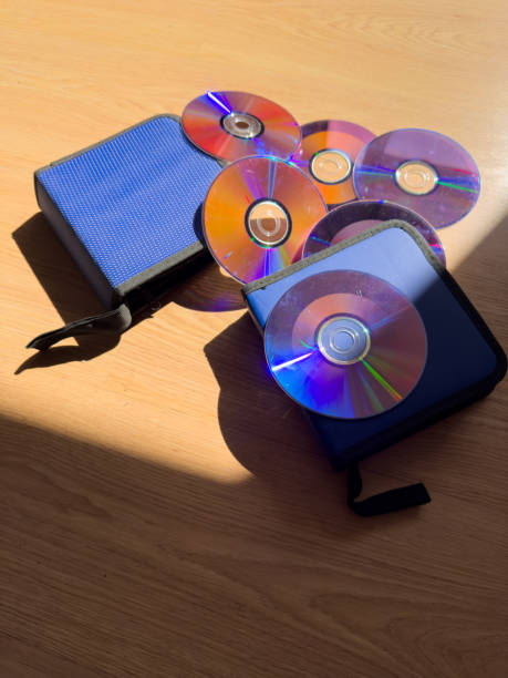 istock stack of music discs on cd and multimedia dvd collection. blue protective sleeves. 2175843408