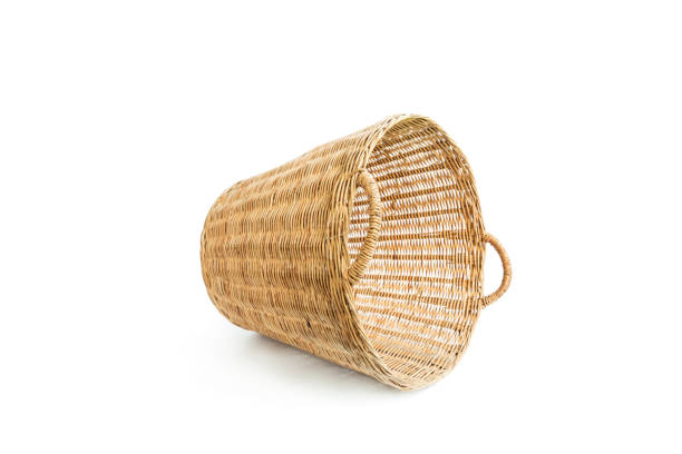 Wicker basket isolated on white background, Handcraft rattan weaving