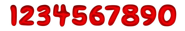 istock Red numbers from 0 to 9. Set of bright spherical figures. Realistic 3d design. vector illustration 2175849244