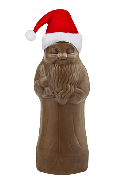 istock Chocolate Santa Claus and red hat isolated on white background 2175851374