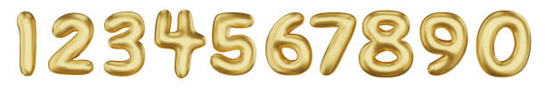 istock Gold numbers from 0 to 9. Set of bright spherical figures. Realistic 3d design. vector illustration 2175854196