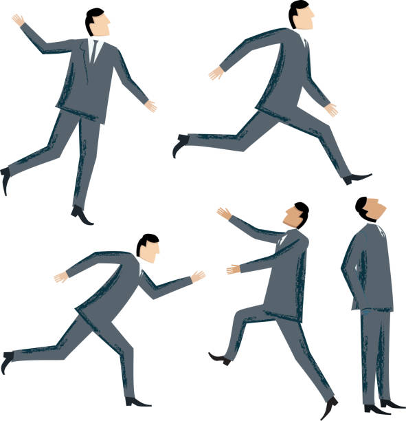 istock Retro Style Businessmen In Different Poses Isolated On A Transparent Background 2175856805