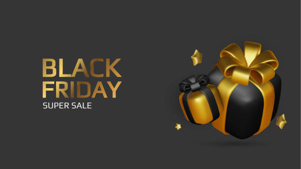 istock Black Friday super sale. Promo background with realistic 3d cartoon style elements, black megaphone, percent symbols. Promotion banner, web poster. vector illustration 2175859038
