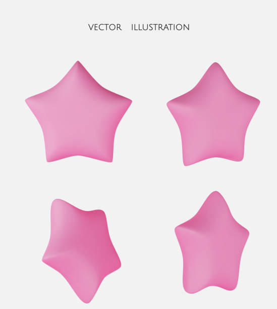 istock Set of pink stars different shapes. Realistic 3d design cartoon style. vector illustration 2175859146