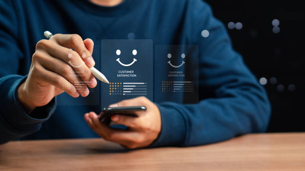 istock Consumers or customers give a five-star rating for the highest satisfaction from the experience of using the review for the quality of the online application smartphones, business reputation rankings. 2175868898