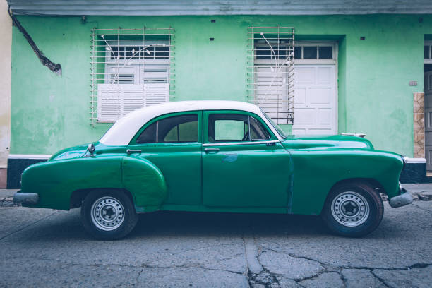 Classic Green American Car in Cuba