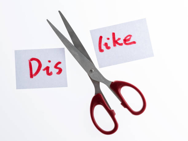 istock Scissor cutting text dislike to like 2175870710