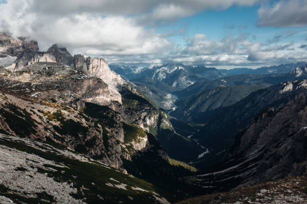istock Dolomite mountains in the evening at sunset in Austria among the clouds 2175871666