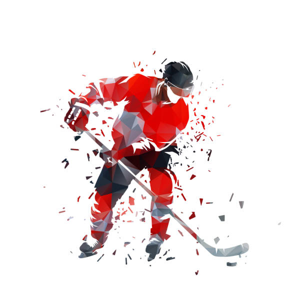 istock Hockey, ice hockey player, isolated low poly vector illustration, geometric drawing 2175875332