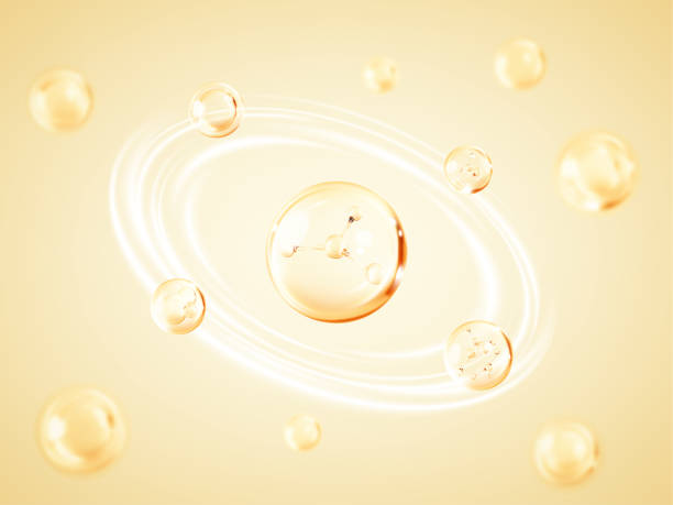 istock Transparent bubbles with molecules inside. Collagen skin serum. Cosmetic essence or moisturizer. Concept skin care cosmetics solution 2175876401