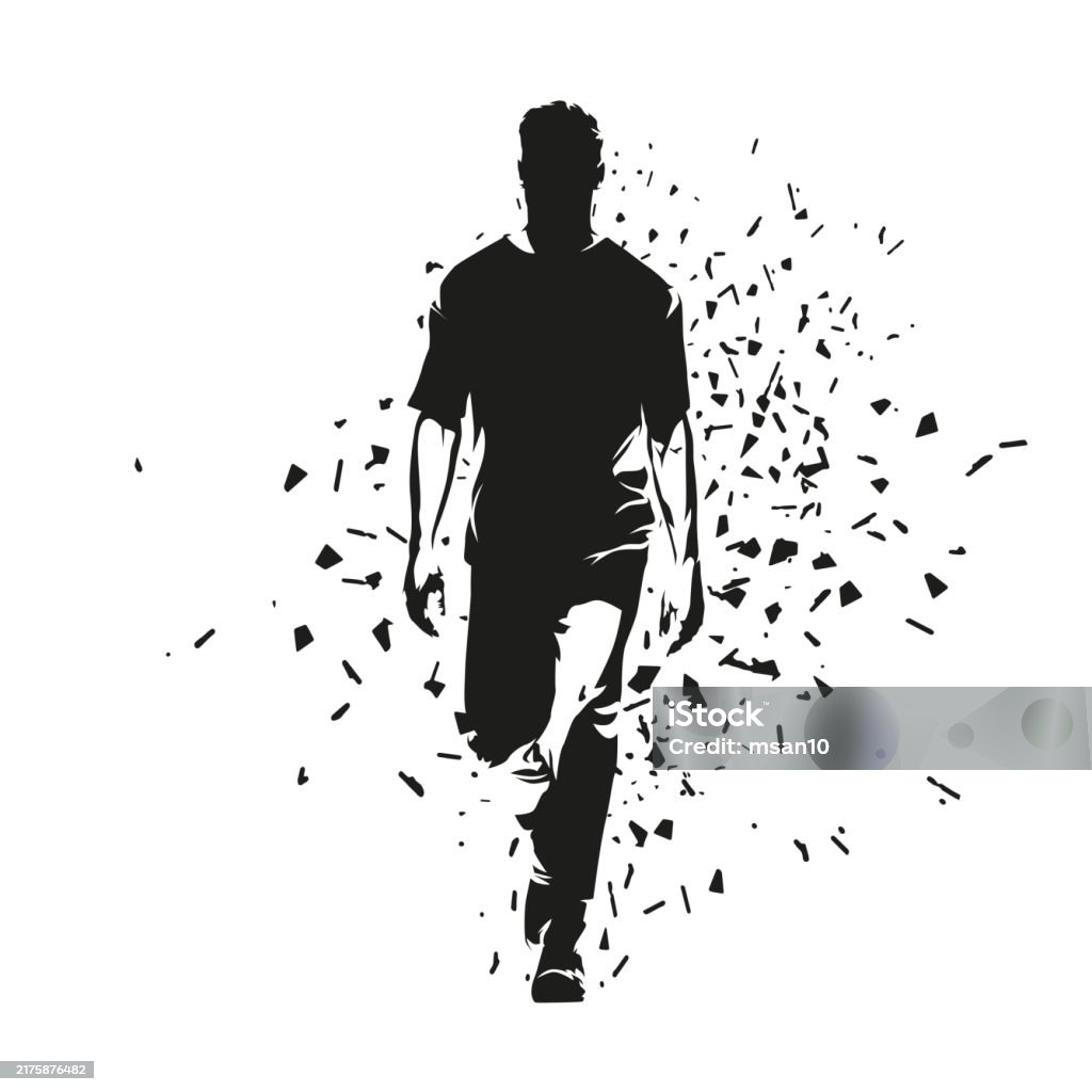 Forwardview Impage Young Man Walking Forward Front View Abstract Isolated Vector ...