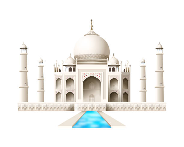 istock Vintage Realistic Taj Mahal Icon on Transparent Background.  Travel Concept 2175878007