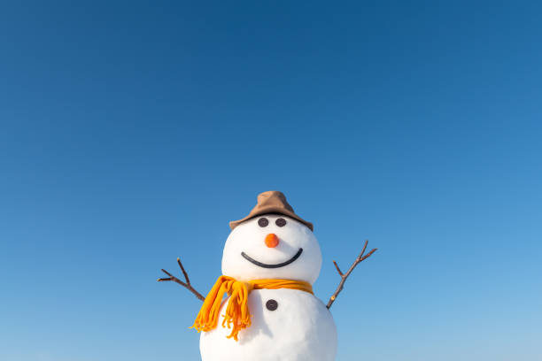 istock Funny snowman in stylish yellow hat 2175880801