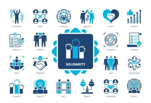 set ikon padat solidaritas - karyawan baru ilustrasi stok