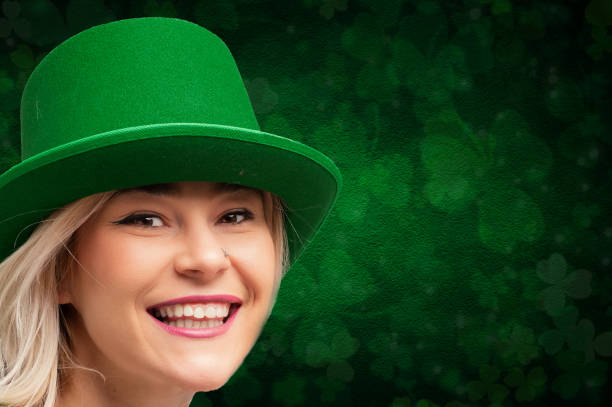 St. Patrick's Day decorations in front of a blue background.