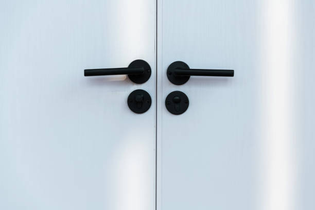 White door with black handles