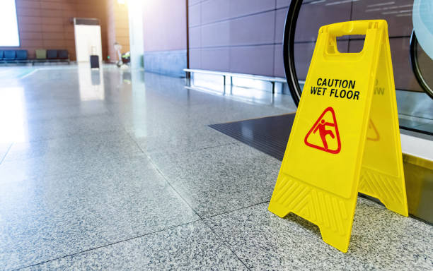 istock Caution wet floor sign on floor 2175889833
