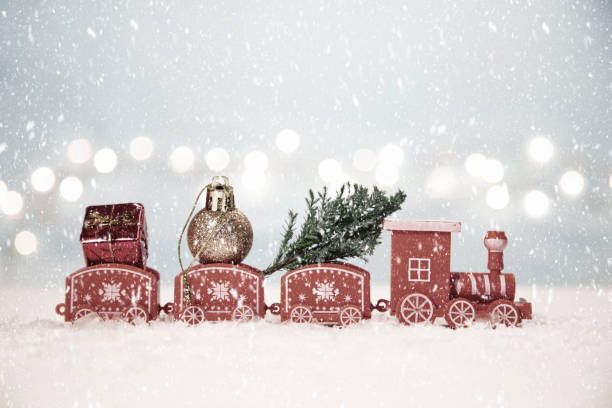 istock Red toy train with ornaments 2175893060