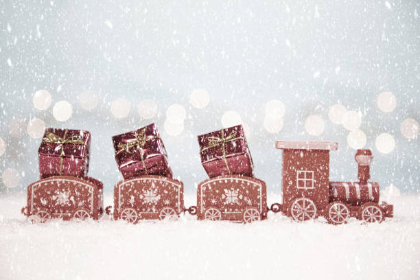 istock Red toy train with ornaments 2175893090