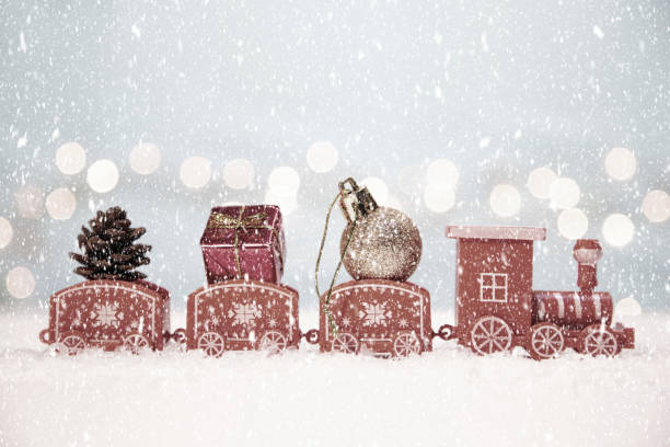istock Red toy train with ornaments 2175893160