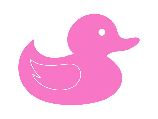 Pink rubber duck isolated on white background. Flat cartoon illustration. Concept of kids' bath toys, cute bird, bright art, duckling. Icon, design element, playful toy for children Pink rubber duck isolated on white background. Flat cartoon illustration. Concept of kids' bath toys, cute bird, bright art, duckling. Icon, design element, playful toy for children. rubber duck clip art free stock illustrations