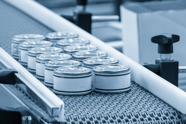 istock The high technology material handling process in canned food production by roller conveyor. 2175898664