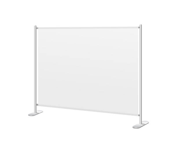 istock Empty information board. Mockup with white outdoor advertising stand. Info booth. Promo banner or billboard for product presentation. Realistic 3D vector illustration 2175908202