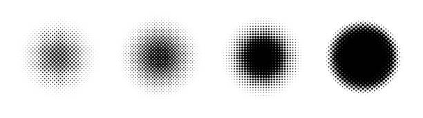 set lingkaran monokrom halftone. ilustrasi vektor - nada setengah ilustrasi stok