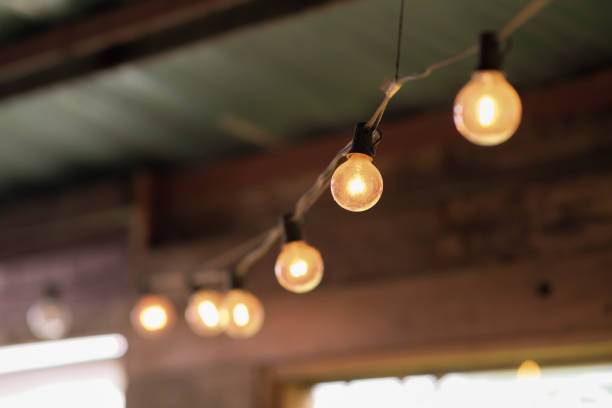 istock Light bulbs inside the rustic bistro in Laguna Philippines. 2175916457