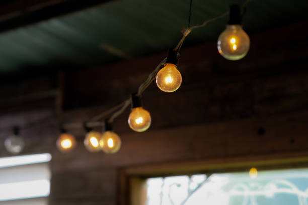 istock Light bulbs inside the rustic bistro in Laguna Philippines. 2175916458