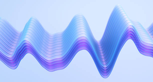 Glass wavy shapes on blue background.