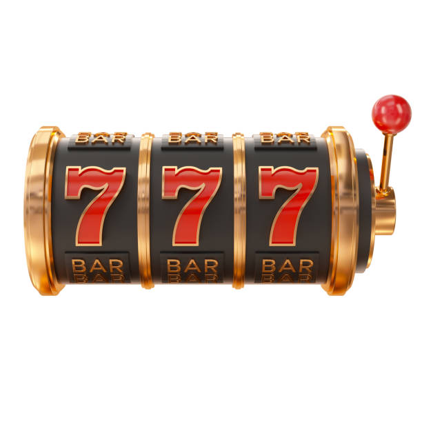 Luxury slot machine with 777. 3d rendering illustration.