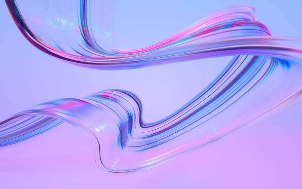 istock Wavy glass shape with colorful reflections. 2175925590