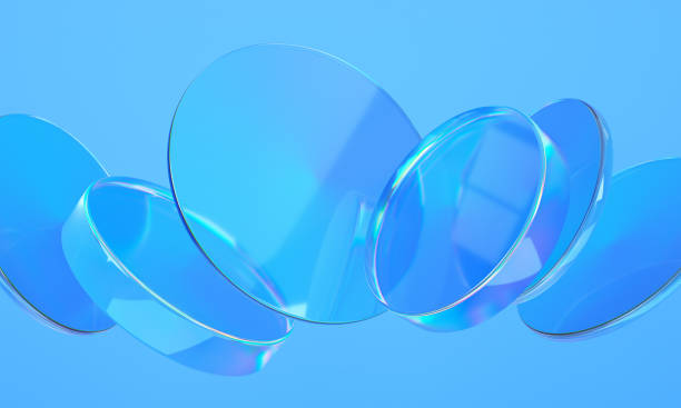 istock Glass disc shapes with colorful reflections composition. 2175925676