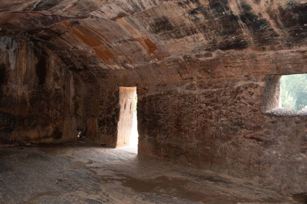 istock inside the ancient rock cut cave chamber of 
