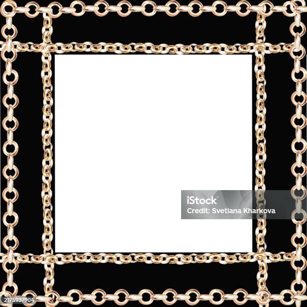 Frame Vector Chaines Square Frame With Chains And Black Borders In Realistic Style Isolated ...