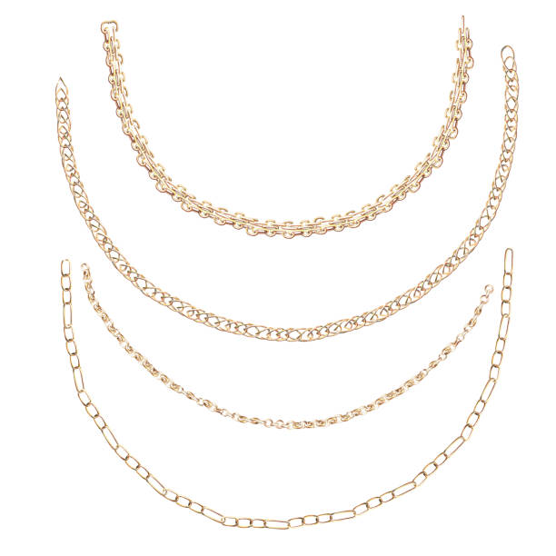 istock Set of curved semicircle chains in realistic style. Isolated watercolor illustration for design of magazines, web pages, jewelry blogs, fair and sales posters 2175937910