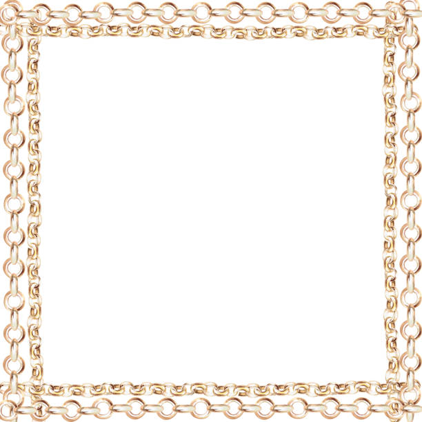 istock Square frame with chains in realistic style. Isolated watercolor illustration for scarf design, magazines, web pages, jewelry blogs, fair and sales posters 2175937913
