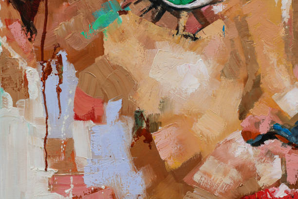 istock Close-up of brown paint strokes on light background. 2175938340