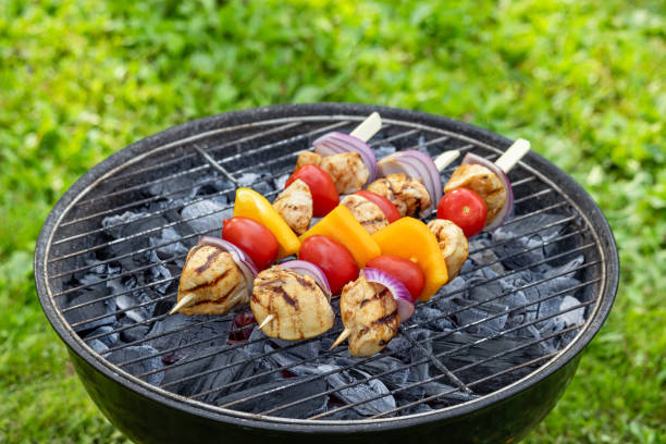 istock grilled chicken and vegetable skewers 2175941445