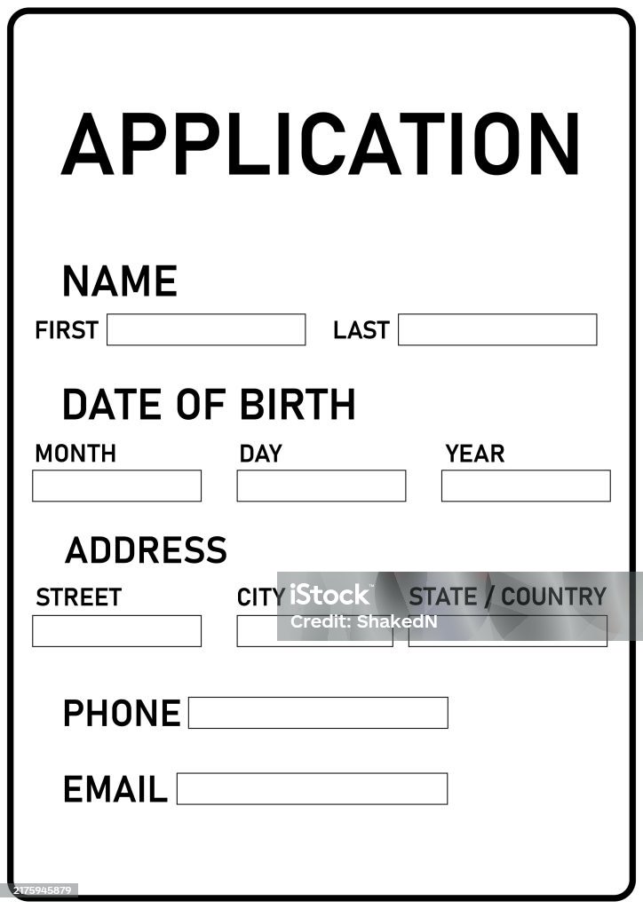 Empty Application Form Image Application Form File Template Stock Illustration - Download Image Now ...