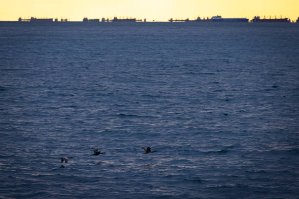 Seascape with cloudy sky at sunset.Istanbul - Turkey.