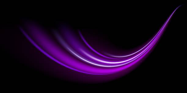 istock Abstract neon light rays background. A Colorful Motion Background of City Light Trails. Purple glowing wave swirl, impulse cable lines. Long time exposure. 2175949658